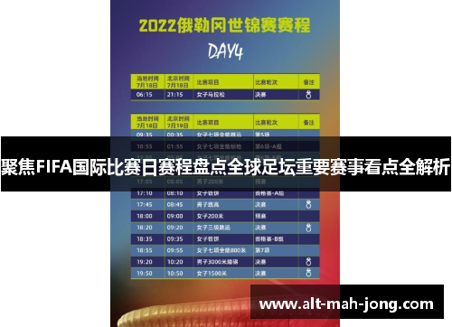 聚焦FIFA国际比赛日赛程盘点全球足坛重要赛事看点全解析